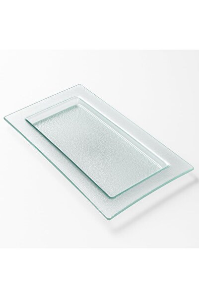 B & S B&S Clear Rectangular Glass Tray Elegant Textured Serving Platter, (57 ...