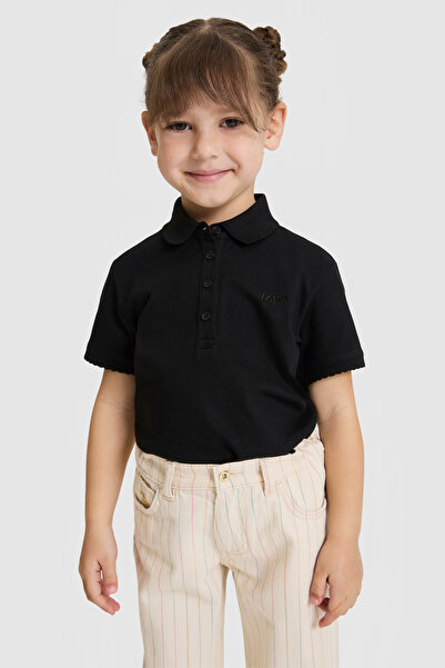 U.S. Polo Assn. Kız Çocuk Polo Yaka Siyah Basic Tişört 50328218-VR046