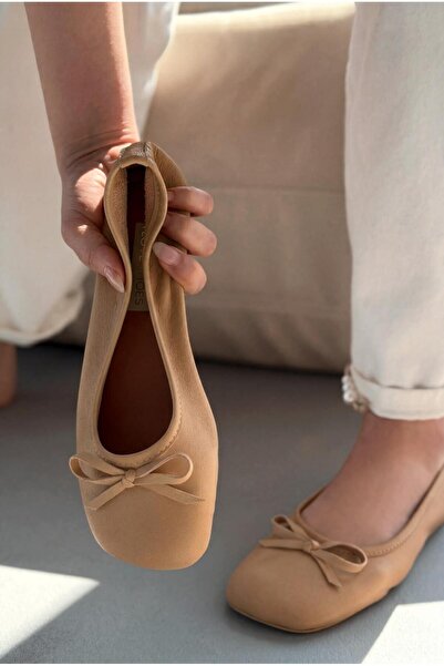 I Love Shoes Telion Nude Hakiki Deri Kadın Babet