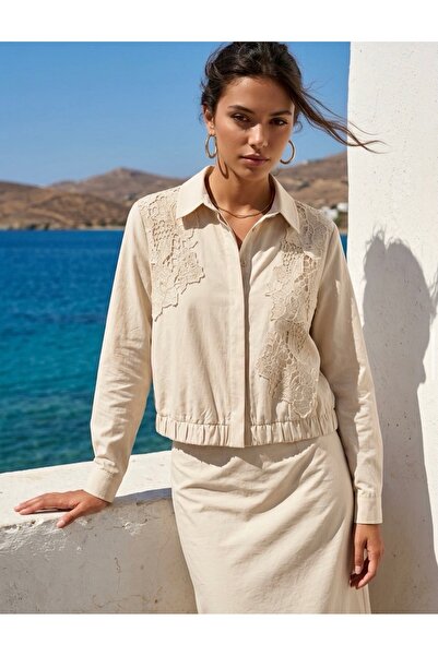 FUAT GÜRSEN Guipure and Stone Embellished Skirt Set