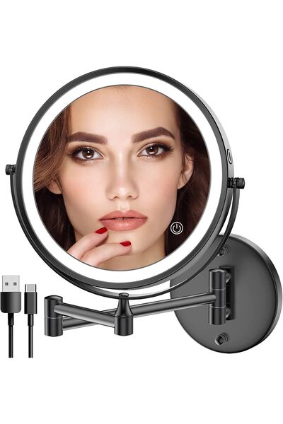 Arabest Rechargeable Wall Makeup Mirror ,8 Inch Double-Sided LED Vanity Mirro...