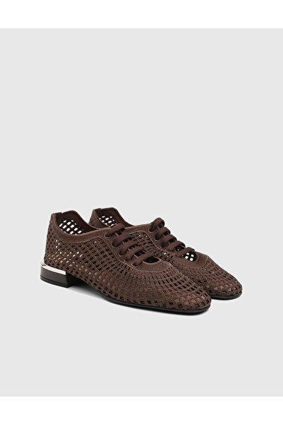 İLVİ Dalia Genuine Knitwear Leather Women's Brown Oxford Shoes