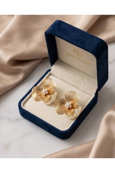 SE Jewellery Collection Selin Ersoy Xuping İnci Detaylı Çiçek Küpe