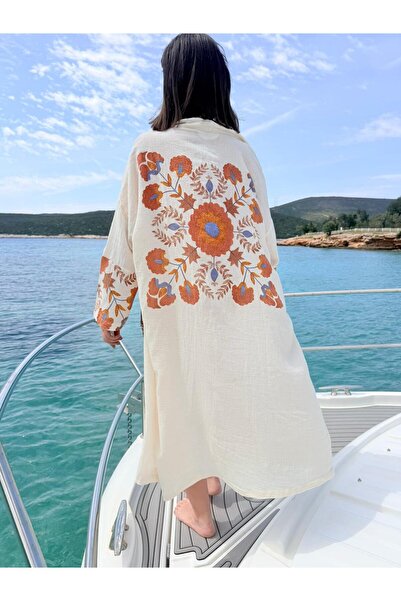 HilyMily Baskılı Floral Desen Kimono Standart Beden