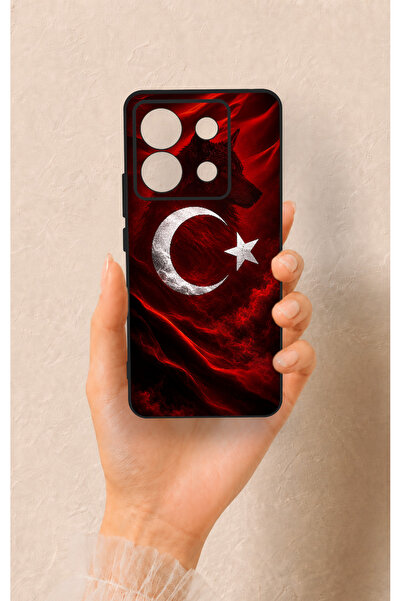 Vip Case Redmi Note 13 Pro 5G Uyumlu Kurt Türk Bayrağı Desenli Silikon Kılıf