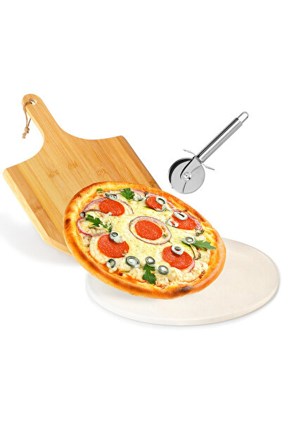 Vilde Set de pietre de pizza din cordierit cu lopată și tăietor