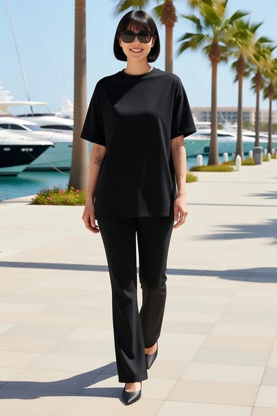 BENERLY Women's Plus Size Oversize Crew Neck Spanish Flare 100% Cotton Knitte...