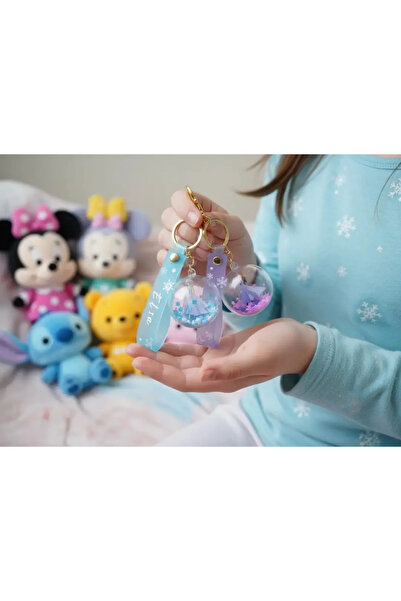 Miniso Disney Frozen Lisanslı Sulu Anahtarlık – Elsa ve Anna Figürlü Kar Küre...