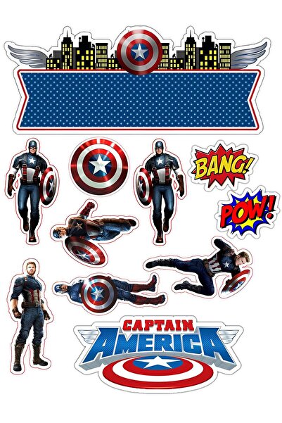 Buki'nin Atölyesi Αυτοκόλλητο Captain America για Τηλέφωνο, Λάπτοπ, Νότμπουκ,...