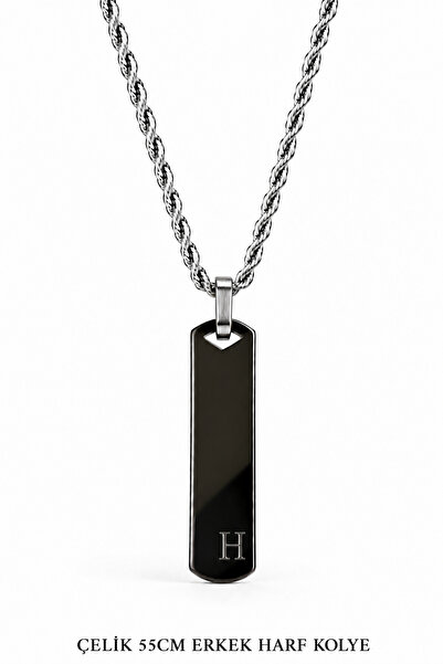 Jack Ferrero Letter H Steel Men's Necklace / 55 cm