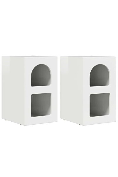 vidaxl Noptieră 2 pcs Alb lucios 29,5 x 33,5 x 50 cm Lemn compozit