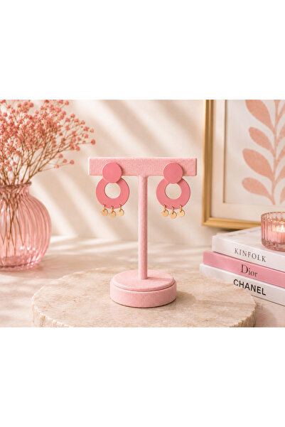 TREND Kadın Pembe Gold Pul Detaylı Sallantılı Küpe Hafif Şık Günlük Kullanım ...