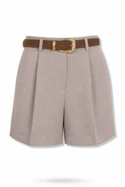 5in1Canpolat Pantaloni scurți din nurcă deschisă la culoare, cu buzunare 5507