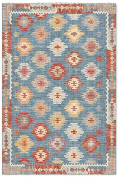 Pastel Home Mavi Anadolu Tasarım Şönil Halı Kilim Yolluk Kaymaz Yıkanabilir S...