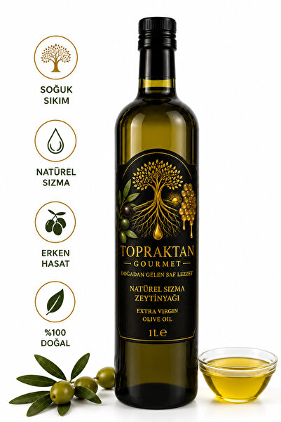 Topraktan Gourmet Erken Hasat Soğuk Sıkım Natürel Sızma Zeytinyağı 1 L