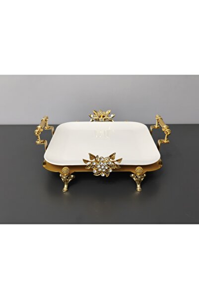 PARILTI HOME COLLECTİON Kare Porcelain Presentation Plate with Foot Detail & ...