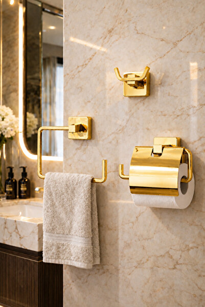 DMR HOME Lüks Antik Paslanmaz Banyo Aksesuar Seti – Havluluk, Tuvalet Kağıtlı...