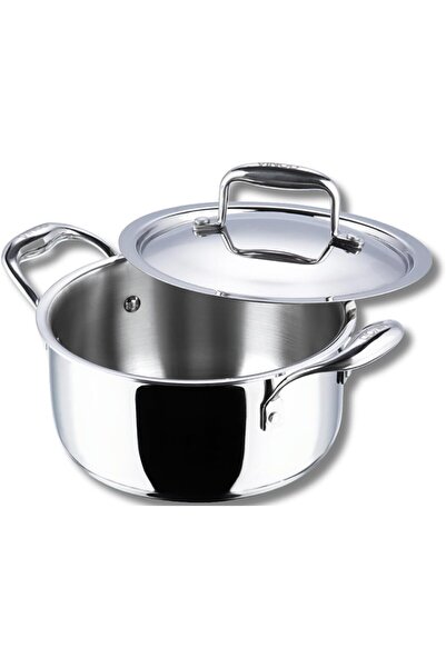 Vinod Platinum Triply Stainless Steel Saucepot with Lid - 5 Litre, 24cm| 2.5m...