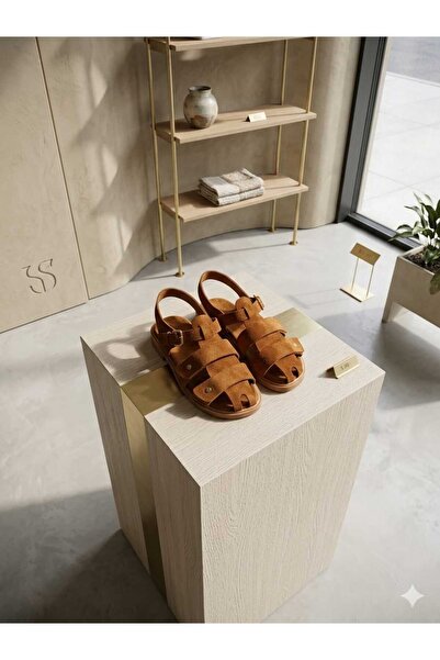Bİ&CO Women's Suede Buckle Detailed Flat Sandals