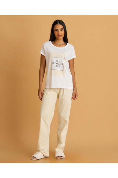 REDTAG Women White Placement Print Pyjama Set (2 Piece)