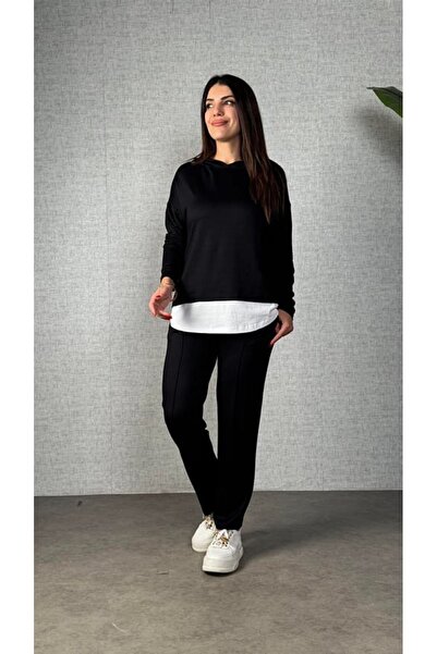 stelol Women's long sleeve hooded lace-up viscose two-thread blouse and pants...