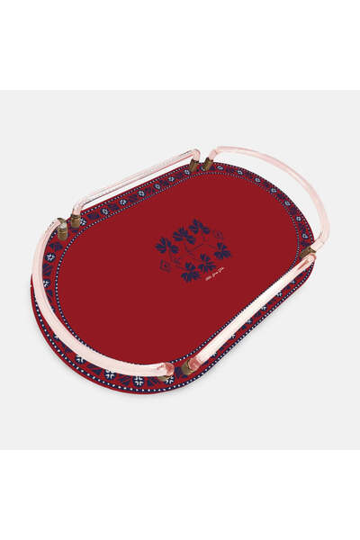 VİTELLİ Yağcıbedir Collection Kırmızı Dekoratif Oval Akrilik Tepsi Sunum Teps...