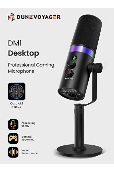 DuneVoyager DM1 Desktop Gaming Streaming/Podcast Microphone, USB/XLR Cardioid...