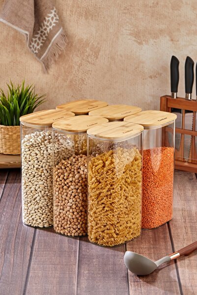 Cooker مجموعة من 6 برطمانات زجاجية من البوروسيليكات سعة 3 لتر مع أغطية من الخ...