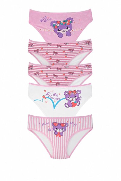 DOMİ Ki̇ds Girls' Laundry Cotton Colorful Printed Panties 5-Pack