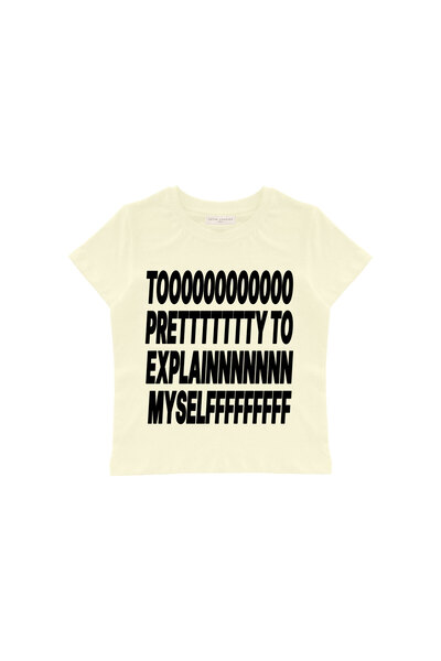 lethestudios Too Pretty Baskılı Baby Tee Crop Top