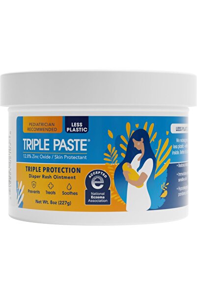 Triple Paste Diaper Rash Cream for Infants, Zinc Oxide Ointment, Hypoallergen...