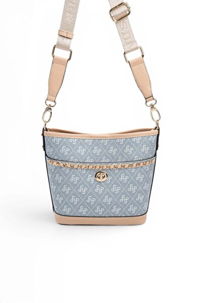 Silver Polo Mavi - Ten Monogram Kadın Omuz Çantası SP1284