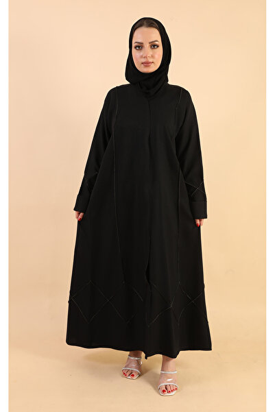 Stylish Fashion عباية من ستايلش فاشن نواعم كلاسيك باللون الاسود مزينة بتدخيلا...