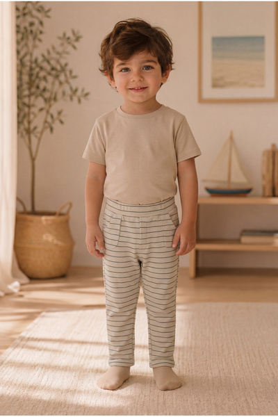 ZUMI BABY KIDS Gray Striped Boys' Casual Cotton Bottoms