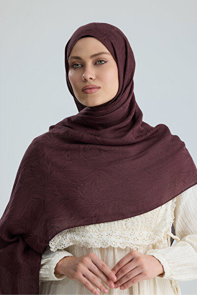 CHALE Floş Pamuk Şal / Lace of Leaves Collection- Berry Lace