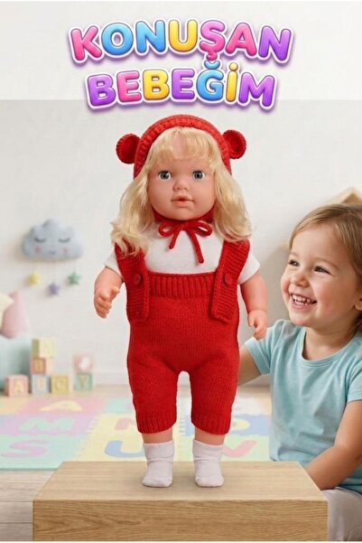 Tıfıl Toys Konuşan Bebeğim 60 cm Türkçe Konuşan Örgü Tulum ve Şapkalı Kafası ...