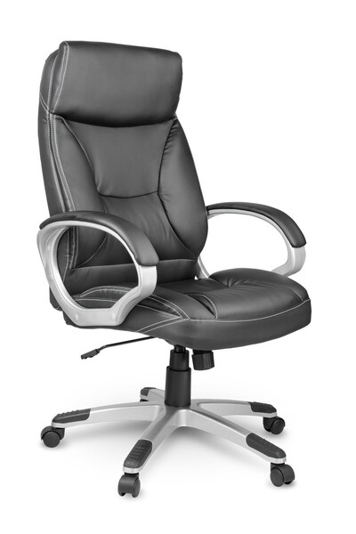 SOFOTEL Scaun de birou din piele neagră EG-223
