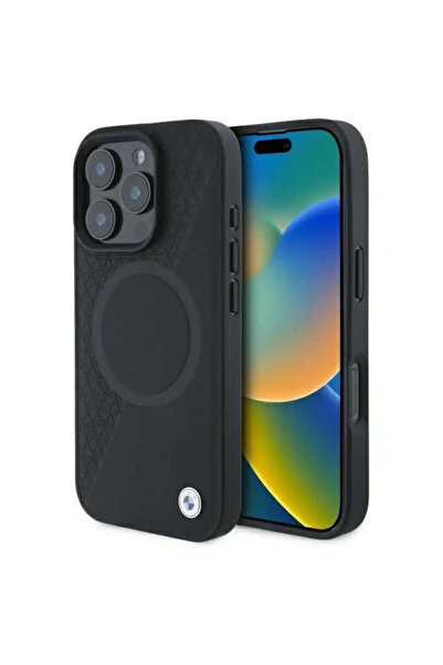 BMW Husă din piele semitexturată și MagSafe circular pentru iPhone 16 Pro Max...