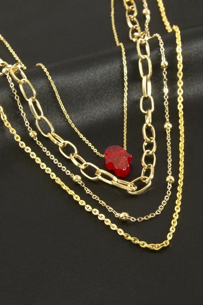 ZERO LAND Zengemtr Ftm Ana Eli Four-Piece Necklace (214223) - Red