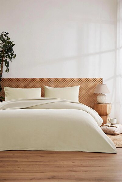 Özdilek Set de lenjerie de pat dublă Colourist Bambu - Crem cu elastic