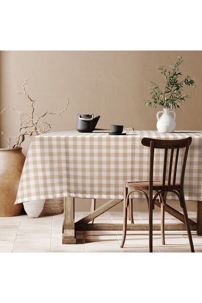 Beauty Home Επαγγελματικό τραπεζομάντηλο Checks Art Ε8494 145x220 Μπεζ