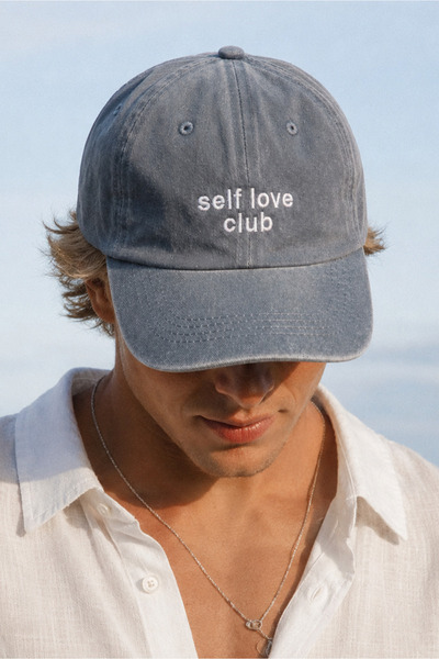 Eazy Co EAZY Self Love Club Unisex Καπέλο Ανοιχτό Γκρι Κεντημένο Καπέλο Μπέιζ...