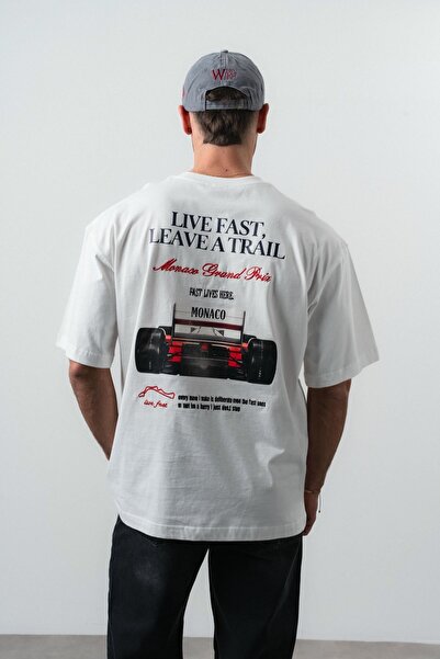 Respire Tricou supradimensionat Live Fast Ecru