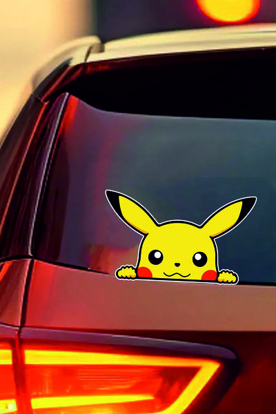 ESLEM Pikachu Car Window Sticker 2 Pieces Anime Character Looking Out from th...