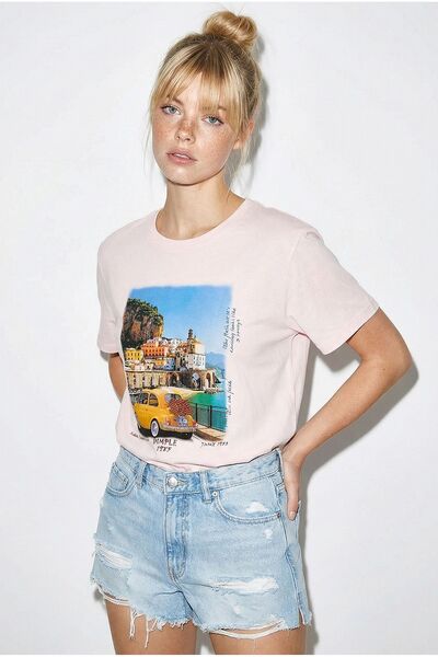 Hiccup Tricou casual cu guler rotund și imprimeu LUCCI