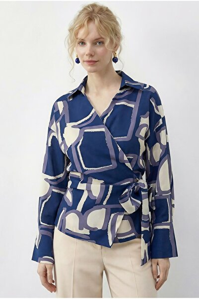 Hiccup LUCCI Geometric Print Tie Detail Blouse
