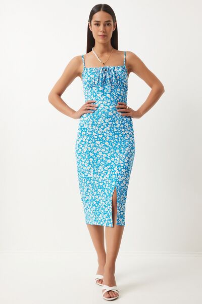 Hiccup ISTANBUL Rochie midi bodycon din jersey cu imprimeu floral și fente