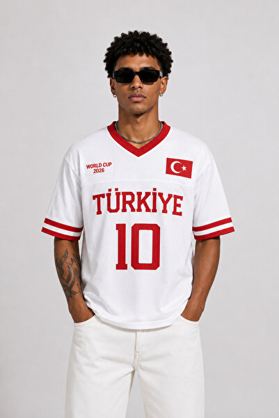 Richarlison Tricou alb pentru bărbați, din tricotaje din bumbac, cu mâneci du...