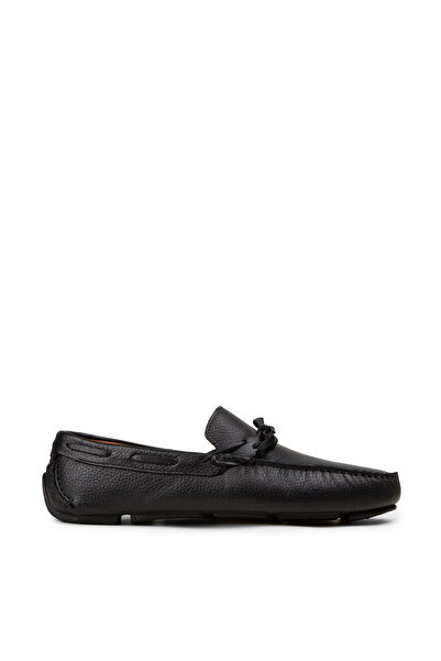 Deery Men's Genuine Leather Black Loafer Shoes
