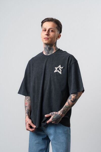 Respire Tricou supradimensionat Saint negru